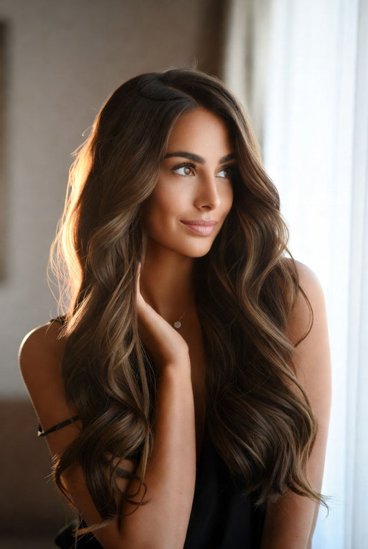 Chestnut Brown Bodywave Invisible Wire Extension