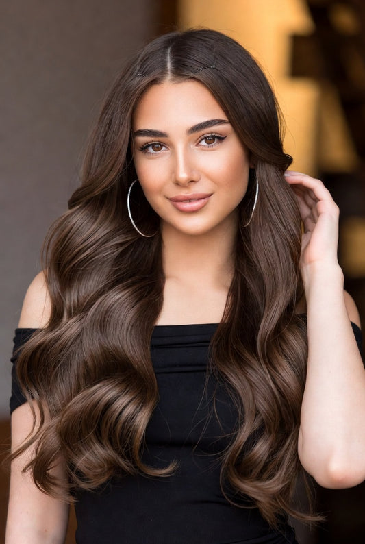 Deep Brunette Glam Human Hair Wig